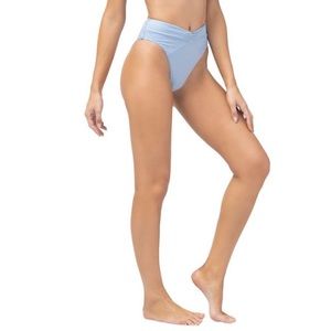 NWT l*space Shimmer Nancy Lee Bikini Bottom Bitsy Pale Blue High Waist Crossover